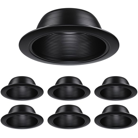 TORCHSTAR Garniture de Lumière Encastrée Noire de 6 Pouces avec Anneau Détachable, Tout en Métal, Garniture de Lumière de Plafond pour Boîte de 6 Pouces, Convient