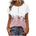 thumbnail image 2 of Roncen Women's Casual Short Sleeve T-Shirts Summer Basic Crew Neck Loose Fit Henley Shirts, 2 of 8