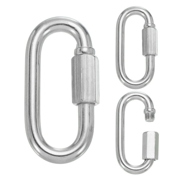 Uxcell M10 1.6" 304 Stainless Steel Quick Link Chain Connector, D Ring Chain Hooks 2297 LBS Capacity 3 Pcs