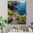 thumbnail image 4 of Coastal Cliff Flowers Oil Canvas Print, Wall Decor for Living Room Bedroom Dining Room Office Hotel Lobby, 4 of 8