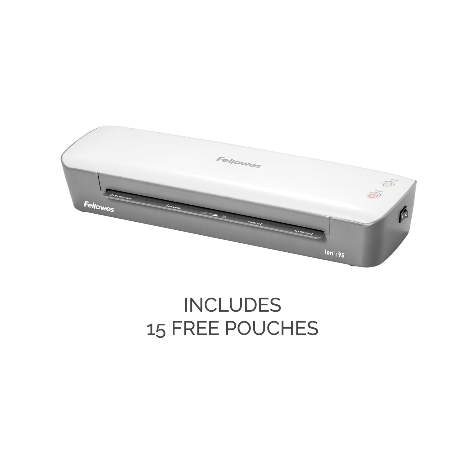 Fellowes Ion 95 Personal Themal Laminator with Pouch Starter Kit, 9.5 In., Gray/White, 5247201