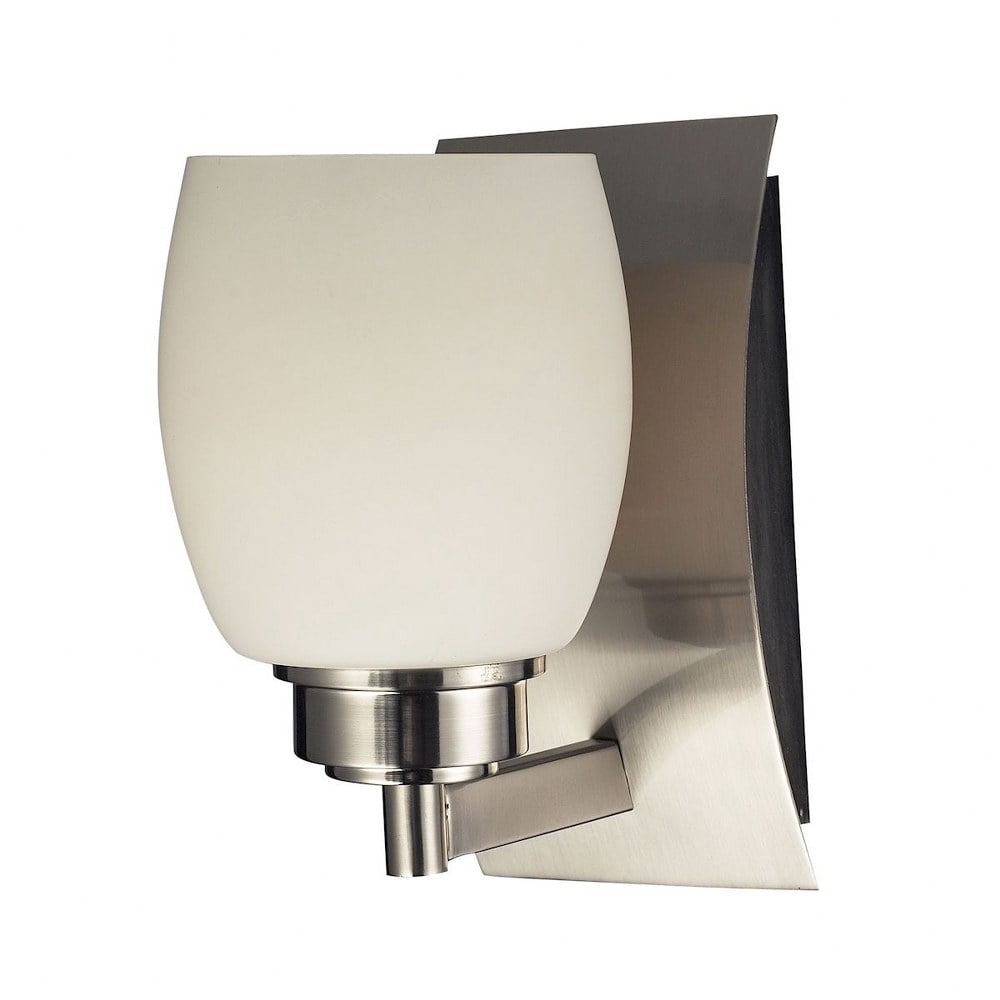 1 Up Light Bath Sconce With Satin Nickel Finish With Opal