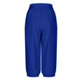 thumbnail image 5 of Stamzod Womens Cropped Pants Summer Solid Color Stretch Waist Capri Pants with Pocket Casual Loose Pull On Capris for Women Blue A M, 5 of 7