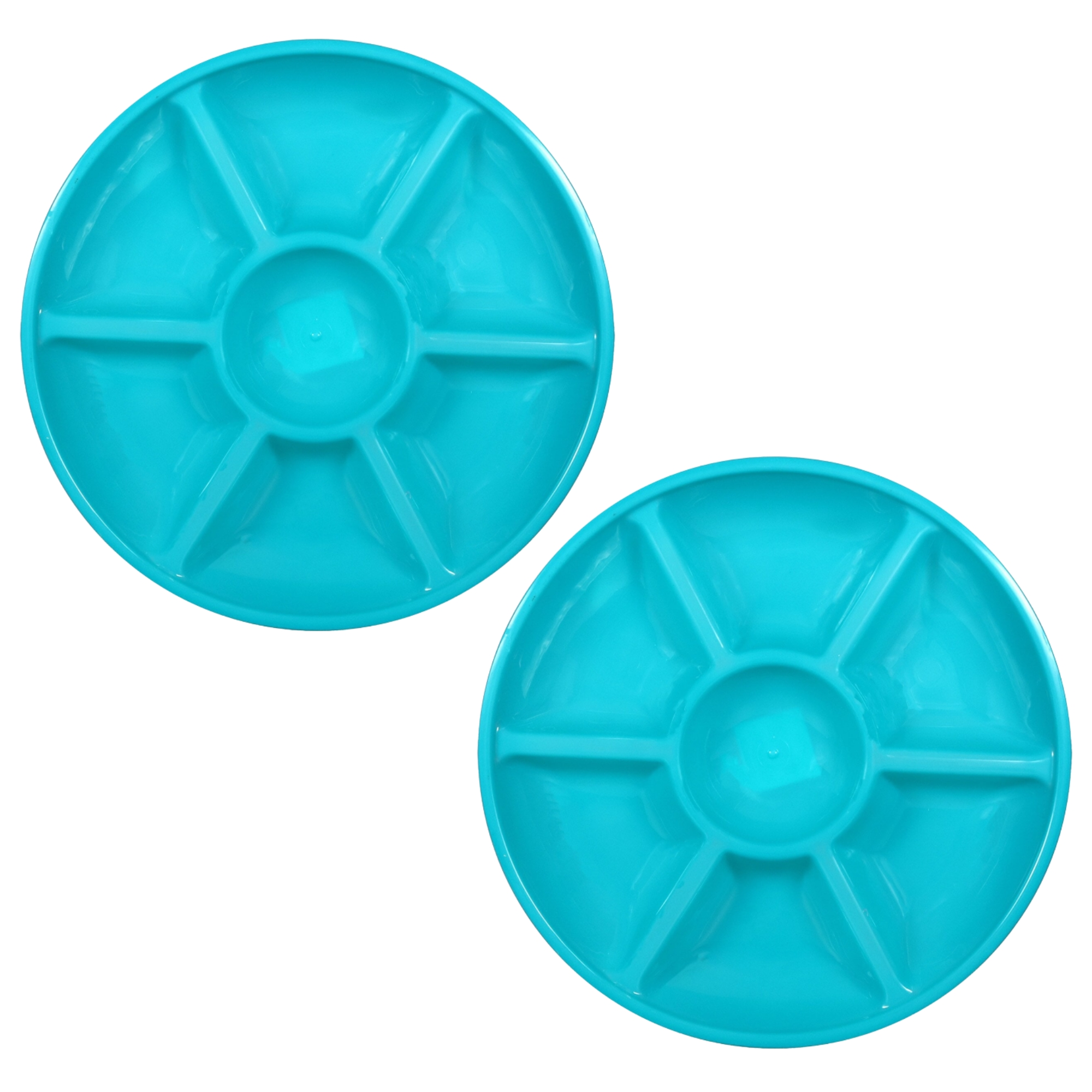 Round Plastic Veggie Tray 13in Fruit Tray 7 Divided Compartment