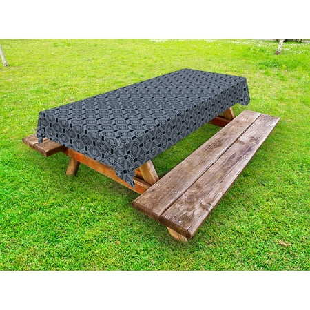 

Japanese Outdoor Tablecloth Diamond Line Pattern with Squares and Abstract Graphic Flowers Decorative Washable Fabric Picnic Tablecloth 58 X 120 Inches Charcoal Grey Dark Blue White by Ambesonne