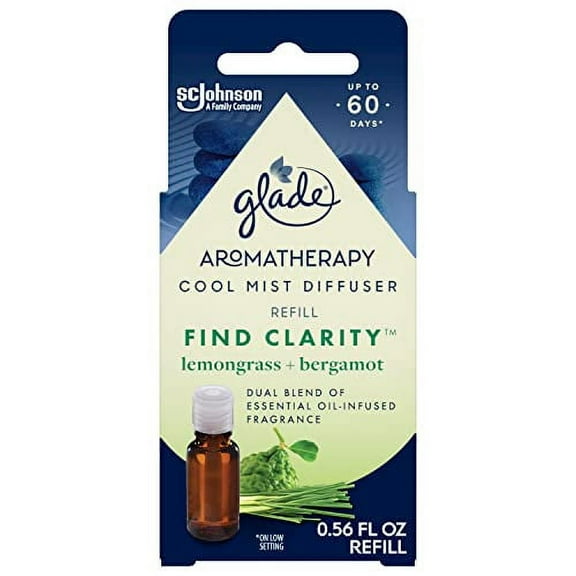 Glade Aromatherapy Cool Mist Oil Diffuser Refill, Lemongrass and Bergamot, 0.56 fl oz