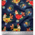 thumbnail image 1 of Soimoi Silk Fabric Floral,Chick & Cock Cartoon Fabric Prints by Yard 42 Inch Wide, 1 of 1