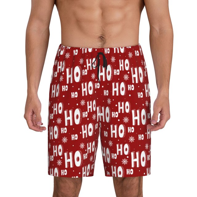 Fotbe Ho-Ho-Ho Pantalones Cortos de Pijama para Hombre, Ropa de Dormir, Pantalones de Pijama Cortos para Hombre-XX-Large