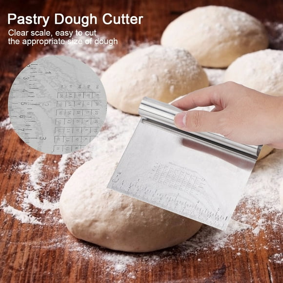 Pastry Chopper, High Hardness with Scale Stainless Steel Dough Scraper, Silver Baking Tool for Cake Shop Home Kitchen