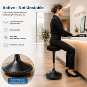 Wobble Stool Height Adjustable Standing Desk Stool, 24-34 Inch Active Sitting Balance Stool with 360° Swivel and Cushioned Seat, Black