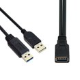 thumbnail image 1 of Cablecc Black Usb 3.0 Female To Dual Usb Male Extra Power Data Y Extension Cable For 2.5"" Mobile Hard Disk, 1 of 5