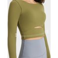 thumbnail image 6 of Women Cropped Workout Tops Cutout Thumb Hole Padded Long Sleeve Yoga Athletic Shirt Gym Activewear, 6 of 8