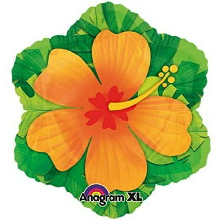 18 inch Orange Hibiscus Anagram Foil Mylar Balloon - Party Supplies Decorations