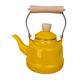 thumbnail image 3 of Tetera vintage esmaltada con mango de madera resistente al calor para el té de la cocina del hogar. Amarillo, 3 of 9