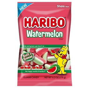 HARIBO Watermelon gummi candy, Pack of 1 6.3oz Peg Bag
