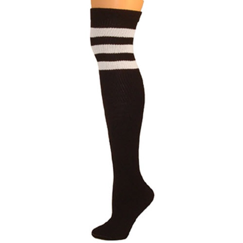 AJ's Retro Tube Socks Black w/ White (Over Knee)