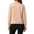 thumbnail image 4 of Gfyviroh Women's Suede Jackets Long Sleeve Stand Collar Jackets Solid Color Trendy Button Open Front Coats, 4 of 9