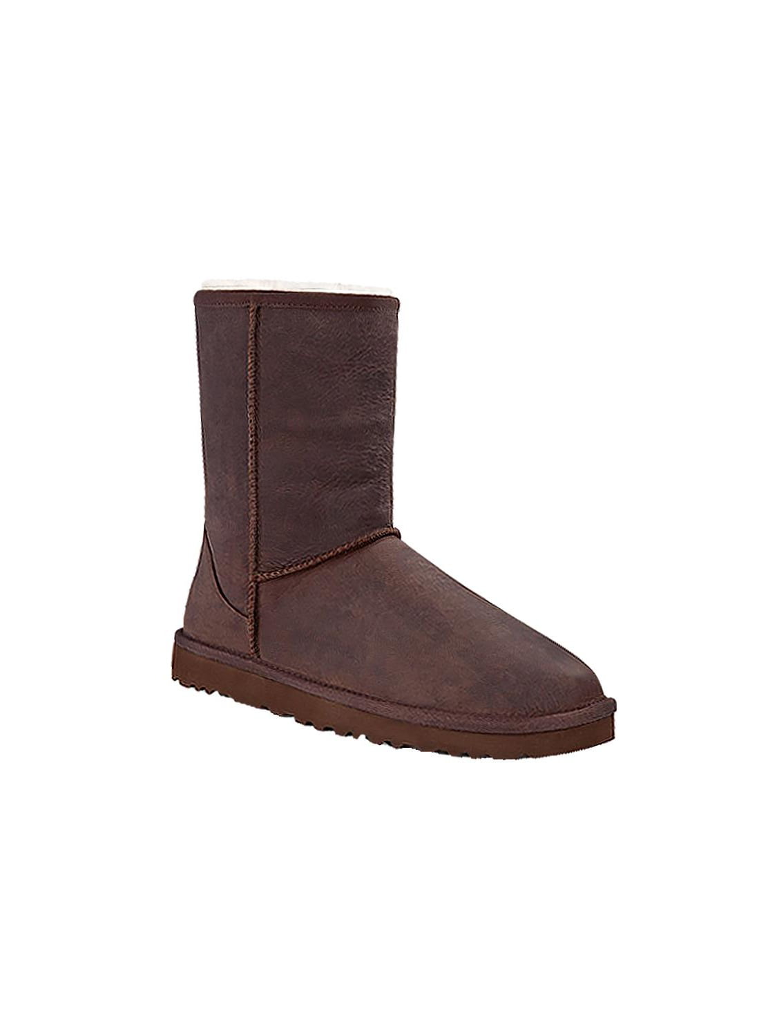 ugg classic short leather brownstone