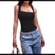 thumbnail image 3 of Bodys de Mujer con Tirantes Acanalados, Cuello Cuadrado, Sin Mangas, Control de Abdomen, Tops de Tirantes. Negro M, 3 of 7