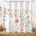 thumbnail image 6 of MIZHONA Vintage Green Plants Leaves No Hooks Shower Curtains with Snap in Liner Pink Floral Fabric Bathroom Curtain,71"× 74", 6 of 7