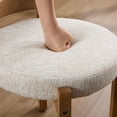 thumbnail image 4 of Guyou Wooden Vanity Chair, Modern Chenille Upholstered Small Ottoman Footstool, Lovely Round Makeup Stool for Bedroom Living Room Makeup Room, Beige, 4 of 6