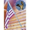 Dock Edge Fly-Right 6-1/2' Aluminum Wall Mount Flag Pole with 3' x 5' U.S. Flag