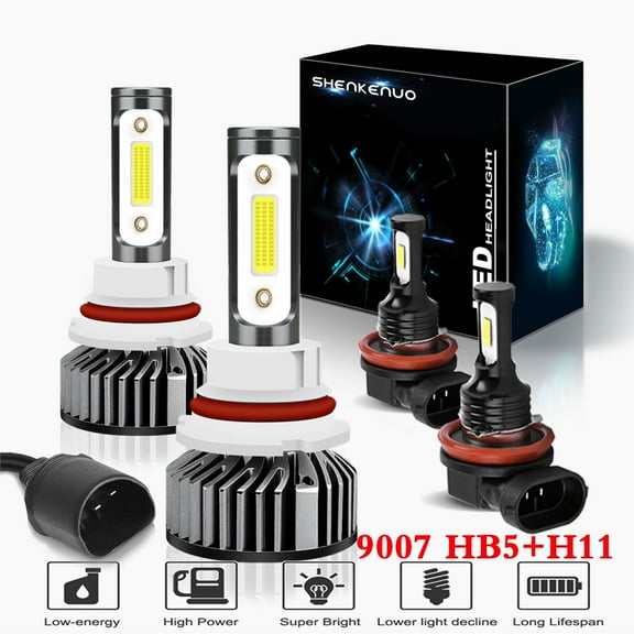 For 2005-2018 Nissan Frontier 9007/HB5 High/Low Beam Headlights  H11 LED Fog Light Bulbs,4pcs