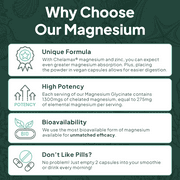 Organics Ocean Pure Magnesium Glycinate with Zinc – Chelated Formula – 90 Capsules – Sleep & Muscle Support