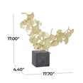 thumbnail image 5 of 18" x 17" Gold Polystone Handmade Floral Sculpture with Black Block Base, by CosmoLiving by Cosmopolitan, 5 of 15
