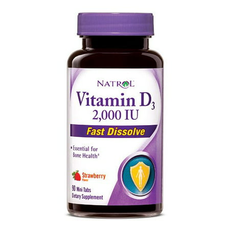 Natrol La vitamine D3 Strawberry 2000 UI Mini comprimés, 90 Ct
