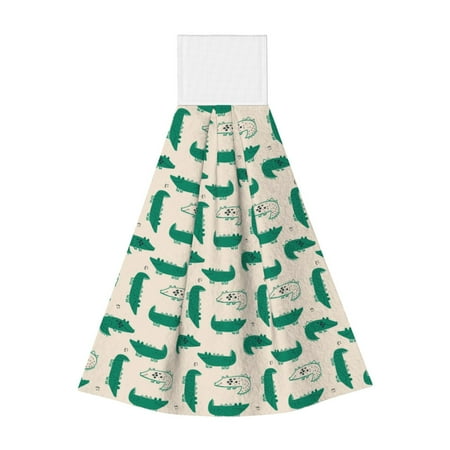

Gaeub Cartoon Crocodile Print Hand Towels with Hook Hanging Tie Towels Coral Velvet Dishtowels for Bathroom Restroom Home Decor