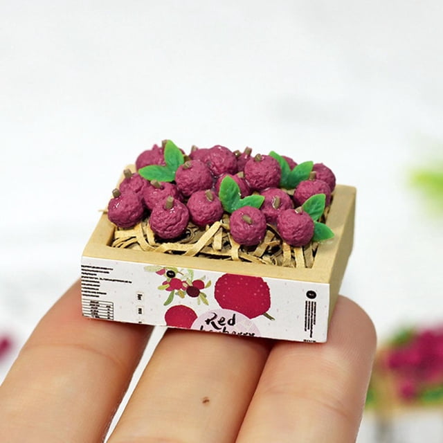 Casa de minicesta en miniatura Perfecl con frutas Litchi 1:12