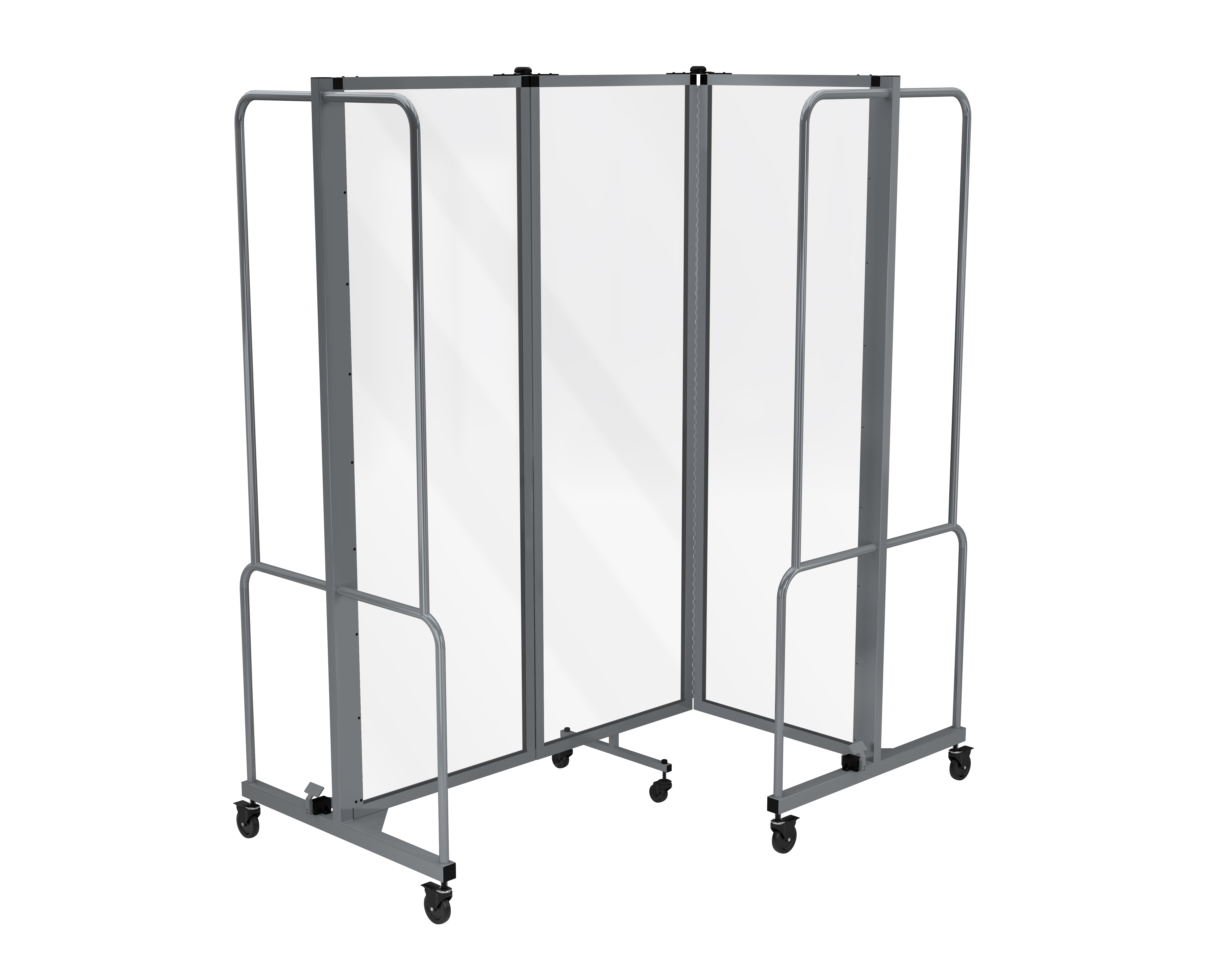 Hampden Furnishings Otis Collection Portable Room Divider, 3 Transparent Panels, Grey Frame