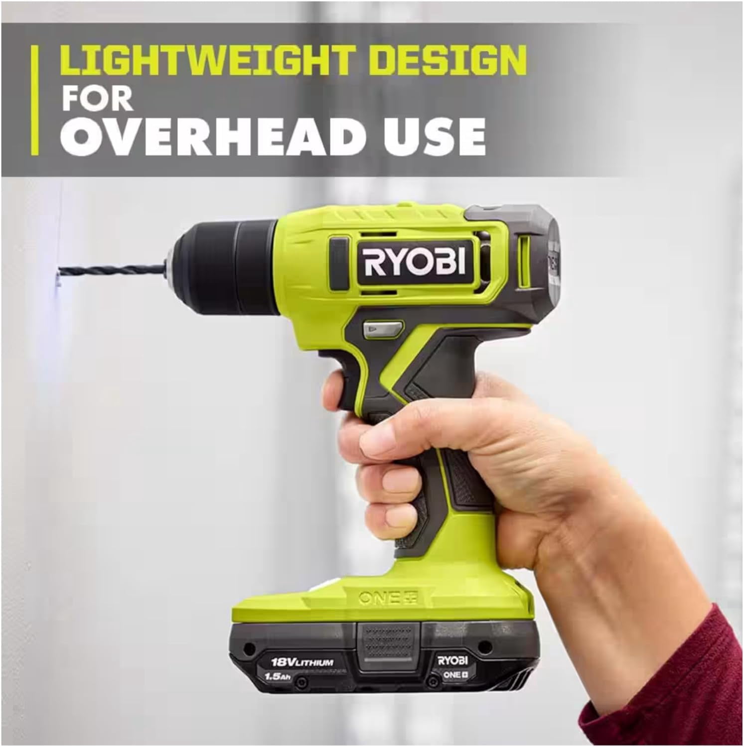 Cordless Drill Set Bundle with Ryobi 18V ONE+ Drill Driver, 3/8 Inch Chuck, 40 Piece Bit Set, 1.5 Ah 18-Volt Lithium-ion Battery, 18-Volt Charger and Buho 16 Inch Tool Bag