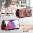 thumbnail image 6 of Allytechgroup Flip Wallet Cover Case for Samsung Galaxy S25 FE 6.7", RFID Blocking Retro PU Leather Shell with Cards Slots Zipper Pocket Ring Holder Kickstand Protective Case for Women Men, Pink, 6 of 7