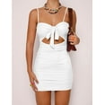 thumbnail image 4 of DOPI Women's Sexy Bodycon Cut Out Ruched Backless Spaghetti Strap Mini Club Party Dresses, 4 of 6