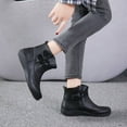 thumbnail image 2 of Womens Slip On Leather Ankle Boots Winter Warm Flat Waterproof Non Slip Work Shoes Fleece Lined Short Booties, 2 of 5