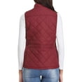 thumbnail image 4 of Women'S Stand Collar Zipper Padded Quilted Vest with Pockets Wine Red XXL, 4 of 9