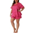 thumbnail image 3 of Agnes Orinda Plus Size Pajamas Set for Women Single Breasted Stars Short Sleeve Sleepwear, 3 of 5