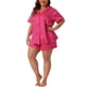 thumbnail image 4 of Conjunto de pijamas de talla grande Agnes Orinda para mujeres, con botones, estrellas, de manga corta, ropa de dormir 1X color rosa intenso, 4 of 6