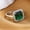 Silver Green Main Stone, variant on Adjustable Open Ring for Women, Retro Geometric Square Design, Affordable Luxury Copper Ring, Silver and Gold Options