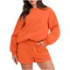 thumbnail image 2 of ICHUANYI Clearance Women Fashion Round-Neck Blouse Long Sleeve Tops Sweatshirt Shorts Casual Suit Sets(Orange, S) ICHUANYI WER2023080913286, 2 of 6