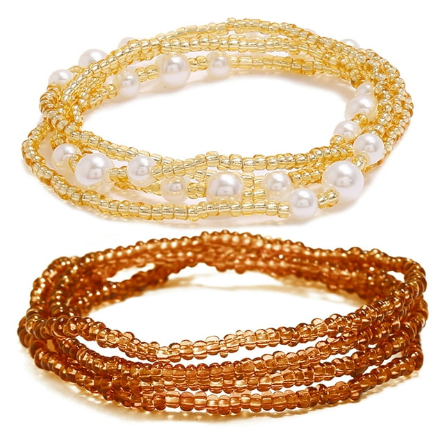 2 Pcs Chaîne à Perles pour Femmes, Chaîne de Corps à Perles Mode, Chaîne de Ventre pour la Plage