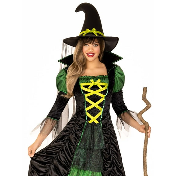Leg Avenue Women's 2 Piece Storybook Witch Costume, Black/Green, Small/Medium