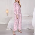 thumbnail image 2 of KLL Ribbon Bow Print Women's Long Sleeve Pajamas with Pants Sleepwear Loungewear 2 Set-Small, 2 of 8