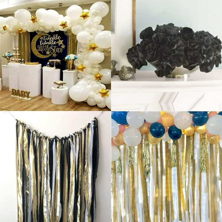 Black Gold Silver Party-Decorations Streamers-Lanterns - 14pcs Graduation  2024 Paper Fan,Tissue Flower Pom Poms Streamers,Honeycomb Balls,Men  Birthday