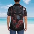 thumbnail image 4 of Fotbe Rose Full Moon Black Wolf Camisa Hawaiana para Hombre Unisex – Camisa Casual de Verano con Botones de Manga Corta de Algodón y Lino,Small, 4 of 7