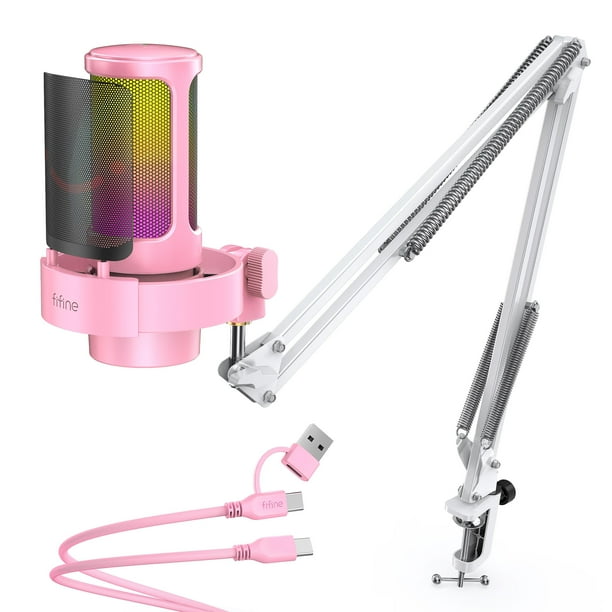 Micrófono FIFINE A8T USB Streaming Gaming Kit Pink