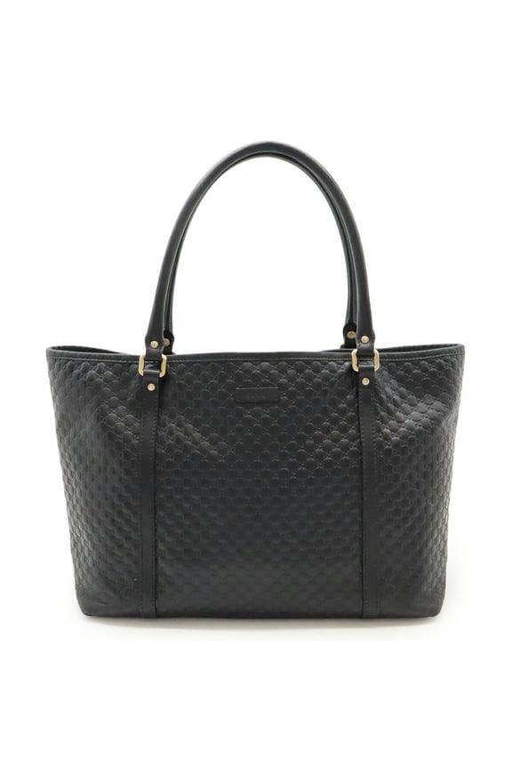 Pre-Owned GUCCI Micro Guccissima Tote Bag Shoulder Leather Black 449647 (Good)