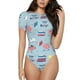 thumbnail image 1 of Balery Brain Training Body de cuello redondo de manga corta para mujer Tops de manga corta Tops básicos-Large, 1 of 7